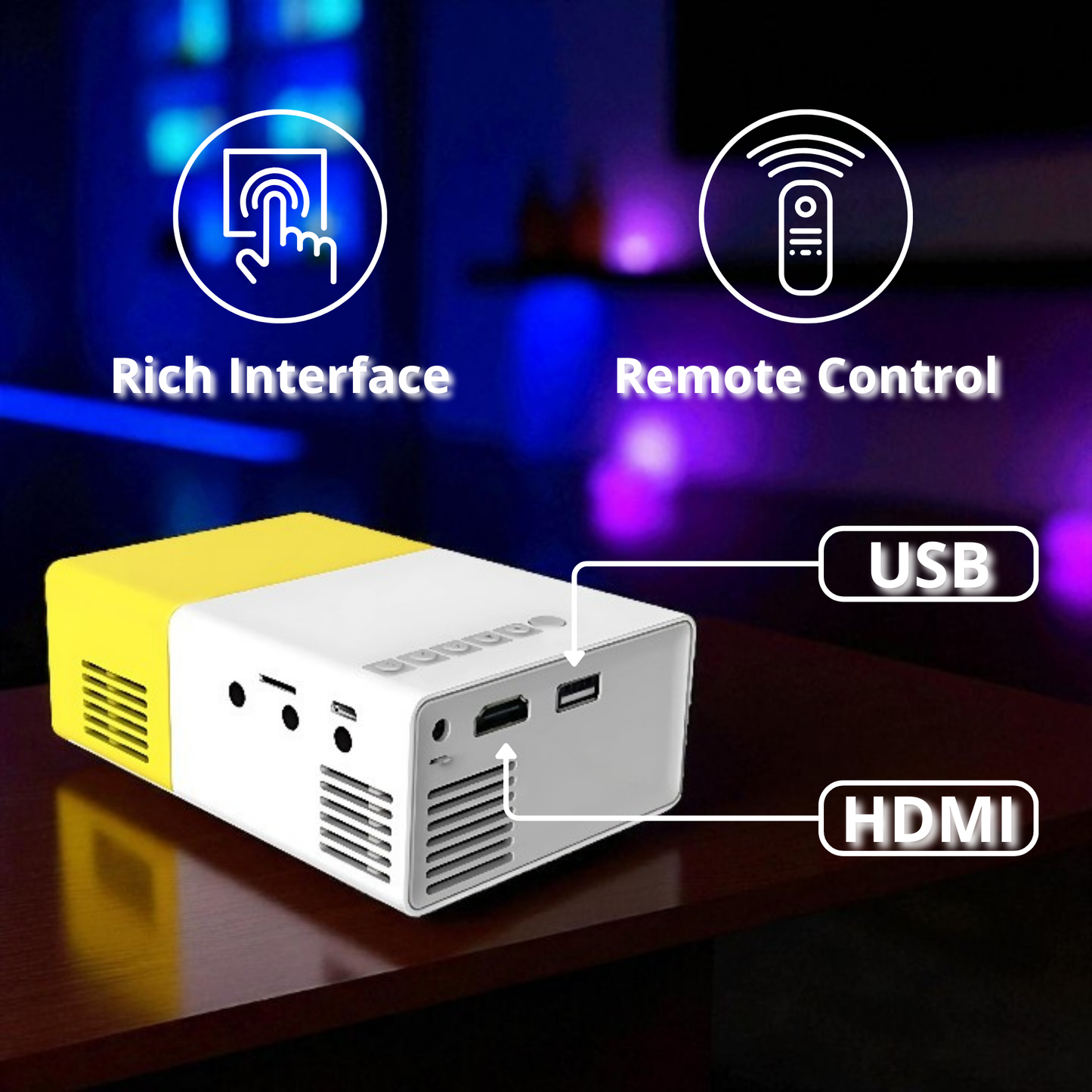 YG300 Mini Projector LED Portable Beamer Compatible with HDMI USB Support 1080P Video Projetor Kids Gift
